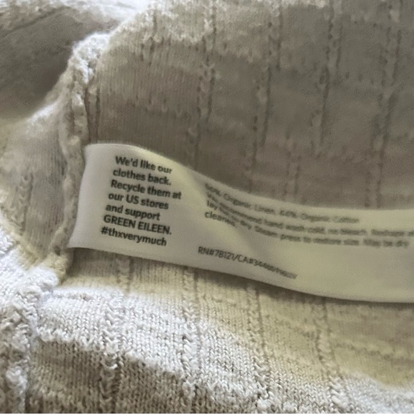 Eileen Fisher Light Gray Grey Textured Sweater Top Sz Large Neutral Sand oatmeal - Picture 6 of 7